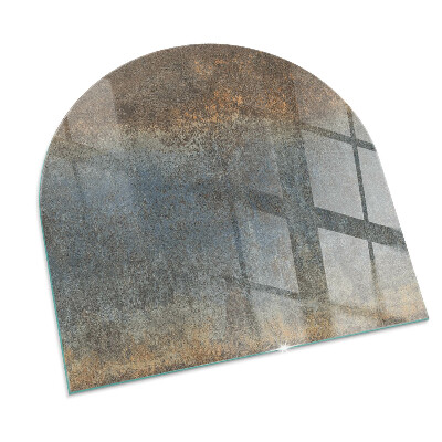 Vetro sotto il camino semiovale con motivo astratto e texture variegate