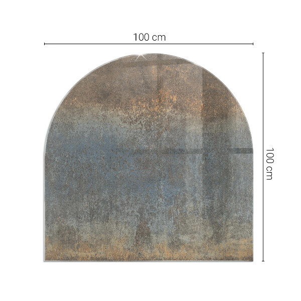 Vetro sotto il camino semiovale con motivo astratto e texture variegate