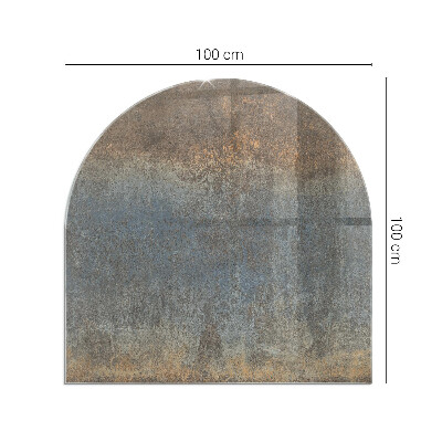 Vetro sotto il camino semiovale con motivo astratto e texture variegate