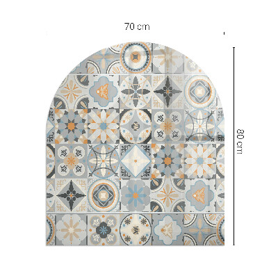 Lastra in vetro per caminetto semiovale con motivo a mosaico a forma di piastrella