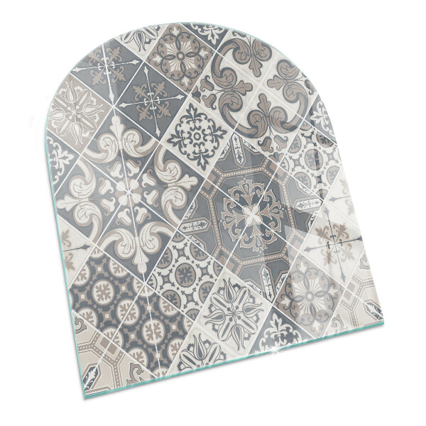 Vetro sotto il camino semiovale Disposizione di decorazioni a mosaico