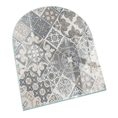 Vetro sotto il camino semiovale Disposizione di decorazioni a mosaico
