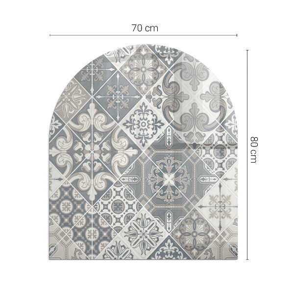 Vetro sotto il camino semiovale Disposizione di decorazioni a mosaico