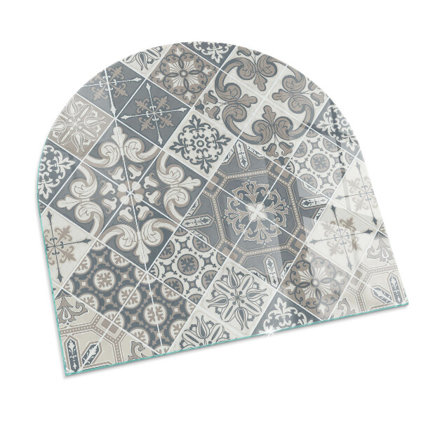 Vetro sotto il camino semiovale Disposizione di decorazioni a mosaico