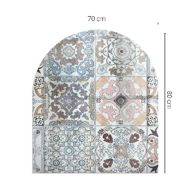 Lastra in vetro per caminetto semiovale con motivo a mosaico sulle piastrelle