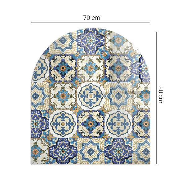 Vetro sotto il camino semiovale Motivo a mosaico con decorazioni floreali