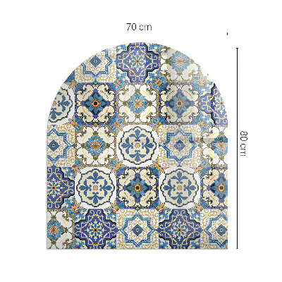 Vetro sotto il camino semiovale Motivo a mosaico con decorazioni floreali