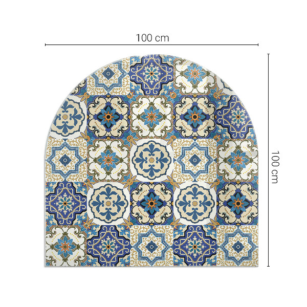 Vetro sotto il camino semiovale Motivo a mosaico con decorazioni floreali