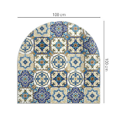 Vetro sotto il camino semiovale Motivo a mosaico con decorazioni floreali