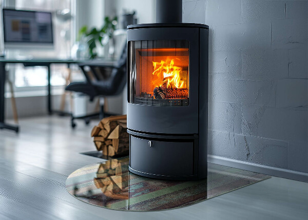 Lastra in vetro per caminetto semiovale disponibile in diverse tonalità di colore