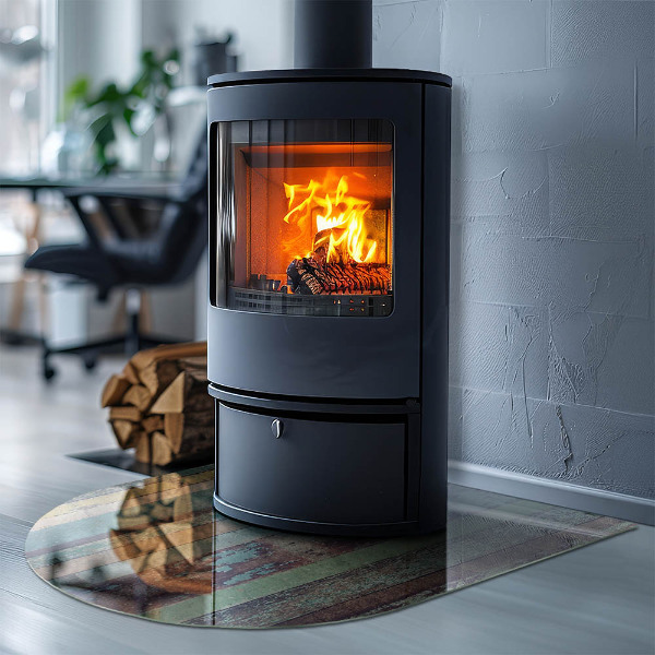 Lastra in vetro per caminetto semiovale disponibile in diverse tonalità di colore