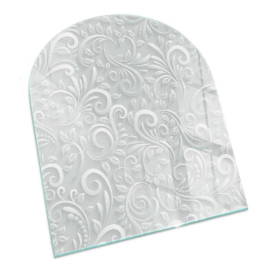 Lastra in vetro per caminetto semiovale con elegante motivo vegetale