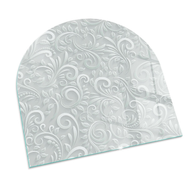 Lastra in vetro per caminetto semiovale con elegante motivo vegetale