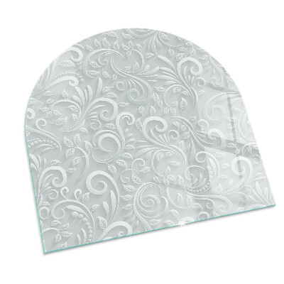 Lastra in vetro per caminetto semiovale con elegante motivo vegetale