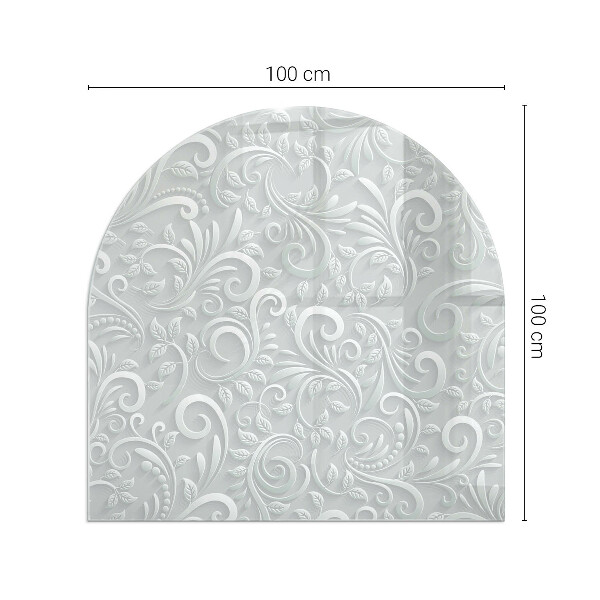 Lastra in vetro per caminetto semiovale con elegante motivo vegetale