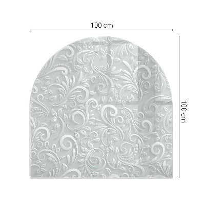 Lastra in vetro per caminetto semiovale con elegante motivo vegetale