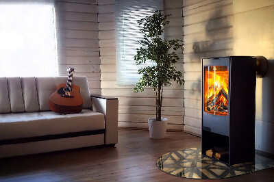 Vetro sotto il camino semiovale Forme moderne con dettagli in legno