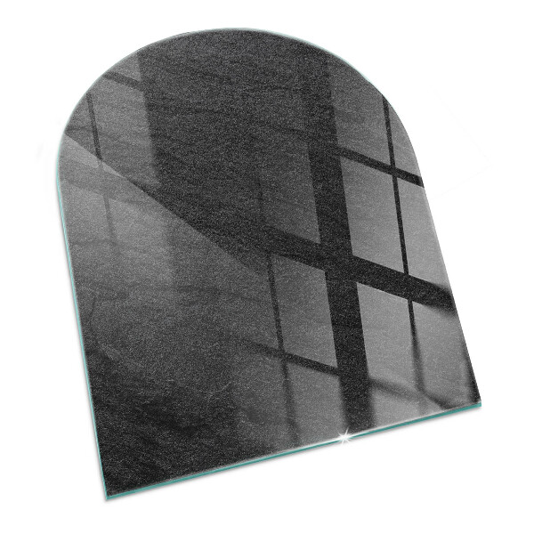 Lastra in vetro per caminetto semiovale con motivo a struttura in pietra