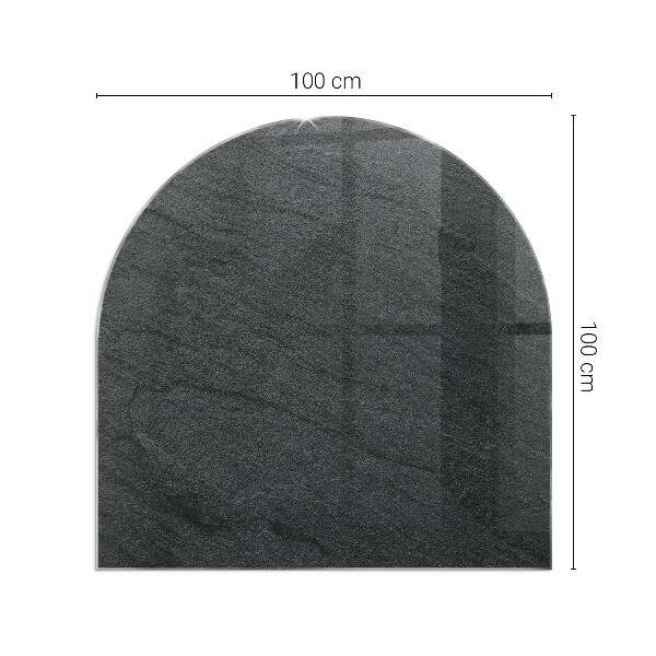 Lastra in vetro per caminetto semiovale con motivo a struttura in pietra