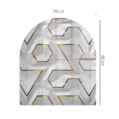 Lastra in vetro per caminetto semiovale con motivo a forme tridimensionali
