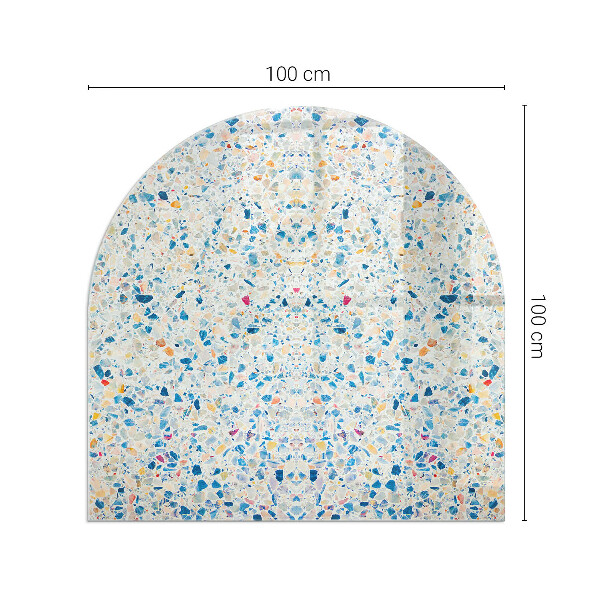 Vetro sotto il camino semiovale con motivo astratto e texture