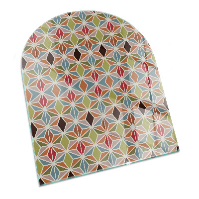 Lastra in vetro per caminetto semiovale con motivo a poligoni, disponibile in diversi modelli