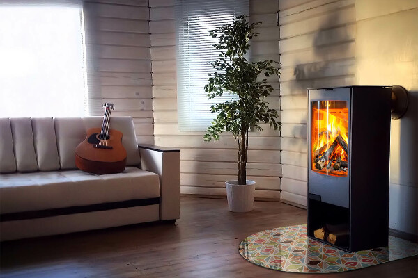 Lastra in vetro per caminetto semiovale con motivo a poligoni, disponibile in diversi modelli