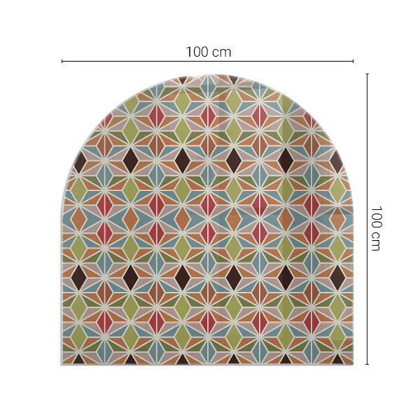 Lastra in vetro per caminetto semiovale con motivo a poligoni, disponibile in diversi modelli
