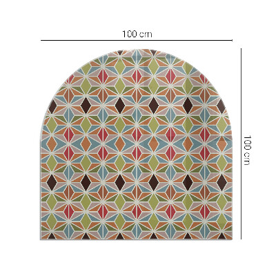 Lastra in vetro per caminetto semiovale con motivo a poligoni, disponibile in diversi modelli