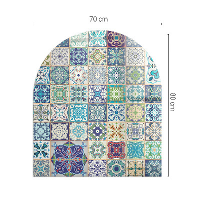 Vetro sotto il camino semiovale Motivi decorativi a mosaico