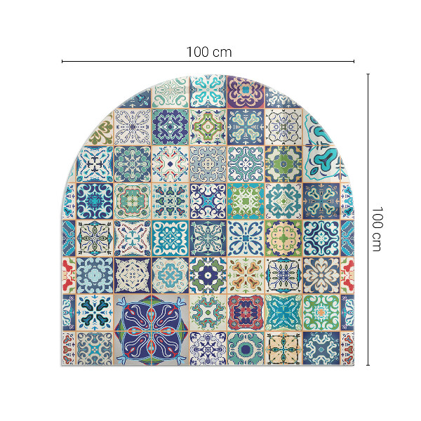 Vetro sotto il camino semiovale Motivi decorativi a mosaico