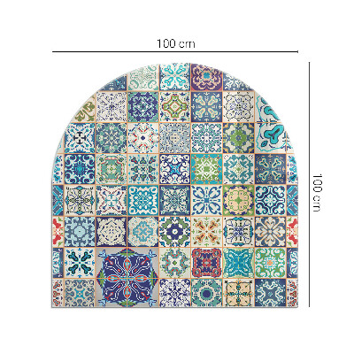 Vetro sotto il camino semiovale Motivi decorativi a mosaico