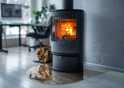 Lastra in vetro per caminetto semiovale con venature del legno dallo stile naturale