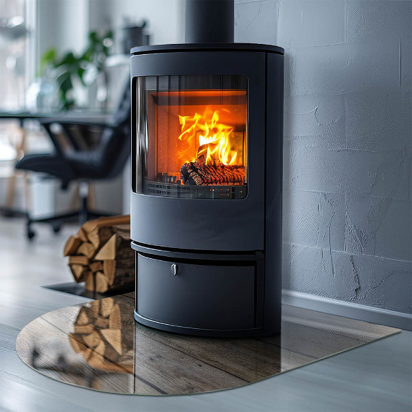 Lastra in vetro per caminetto semiovale con venature del legno dallo stile naturale