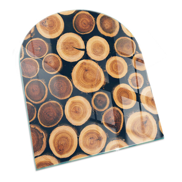 Vetro sotto il camino semiovale con scatola e cornice in legno