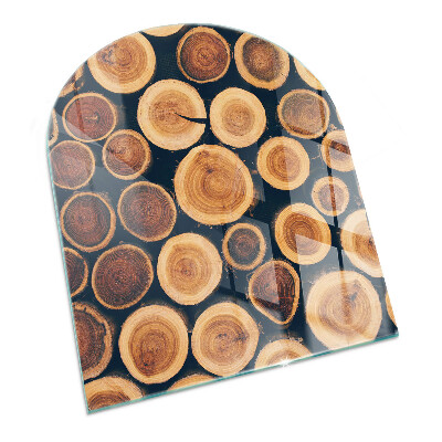 Vetro sotto il camino semiovale con scatola e cornice in legno