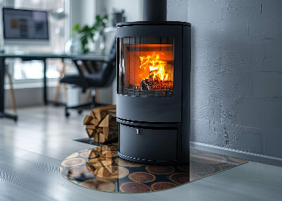 Vetro sotto il camino semiovale con scatola e cornice in legno