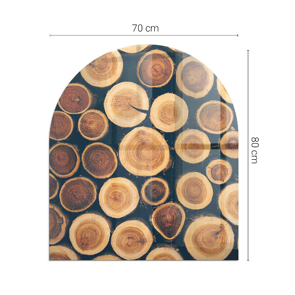 Vetro sotto il camino semiovale con scatola e cornice in legno