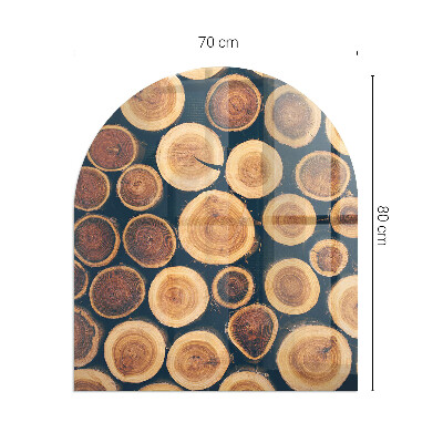 Vetro sotto il camino semiovale con scatola e cornice in legno