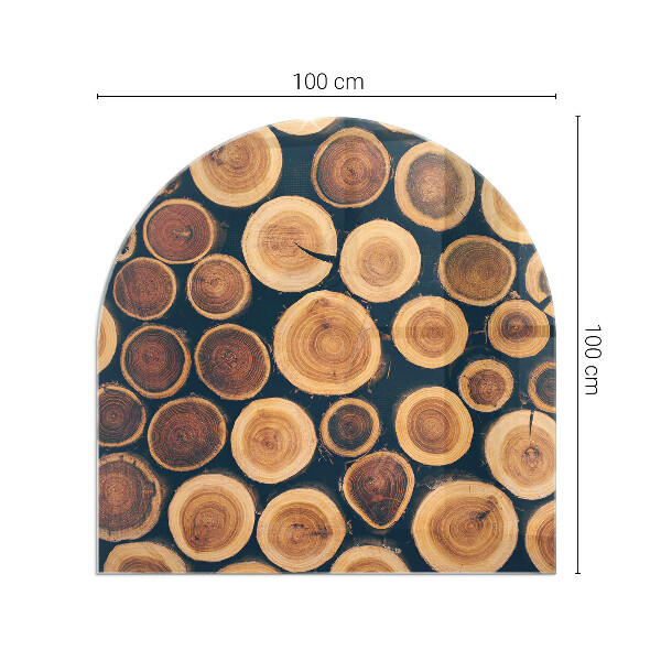 Vetro sotto il camino semiovale con scatola e cornice in legno