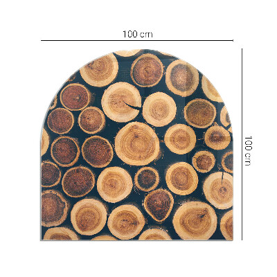 Vetro sotto il camino semiovale con scatola e cornice in legno