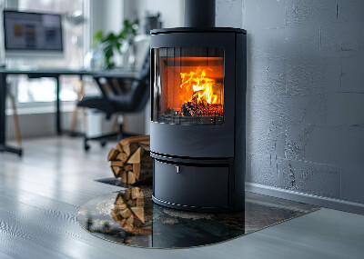 Lastra in vetro per caminetto semiovale con motivo floreale e farfalle