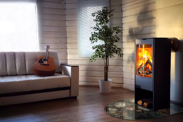 Lastra in vetro per caminetto semiovale con motivo floreale e farfalle