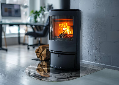 Vetro sotto il camino semiovale con motivi astratti ondulati e lineari