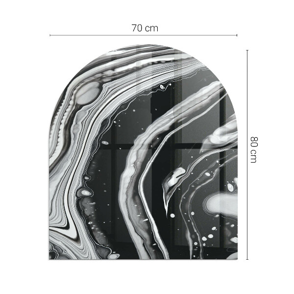 Vetro sotto il camino semiovale con motivi astratti ondulati e lineari