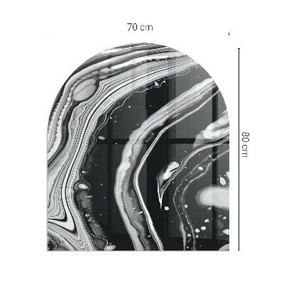 Vetro sotto il camino semiovale con motivi astratti ondulati e lineari