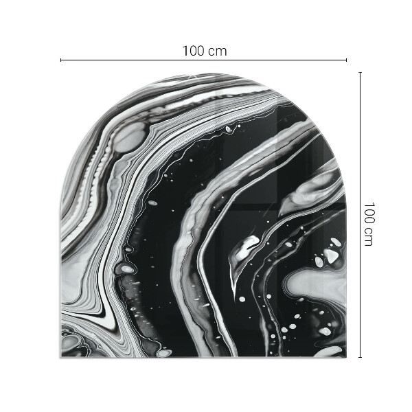 Vetro sotto il camino semiovale con motivi astratti ondulati e lineari