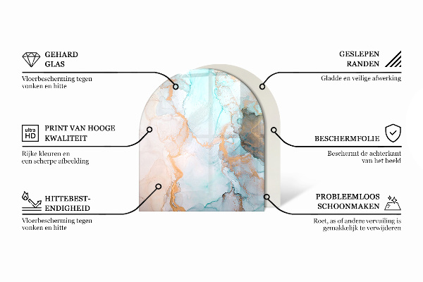 Lastra in vetro per caminetto semiovale con finitura effetto cemento in stile grezzo