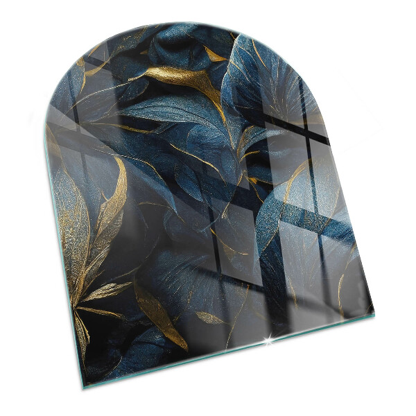 Vetro sotto il camino semiovale con motivo di foglie eleganti nella struttura