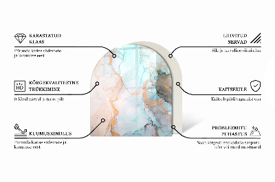 Vetro sotto il camino semiovale Foglie eleganti nella struttura